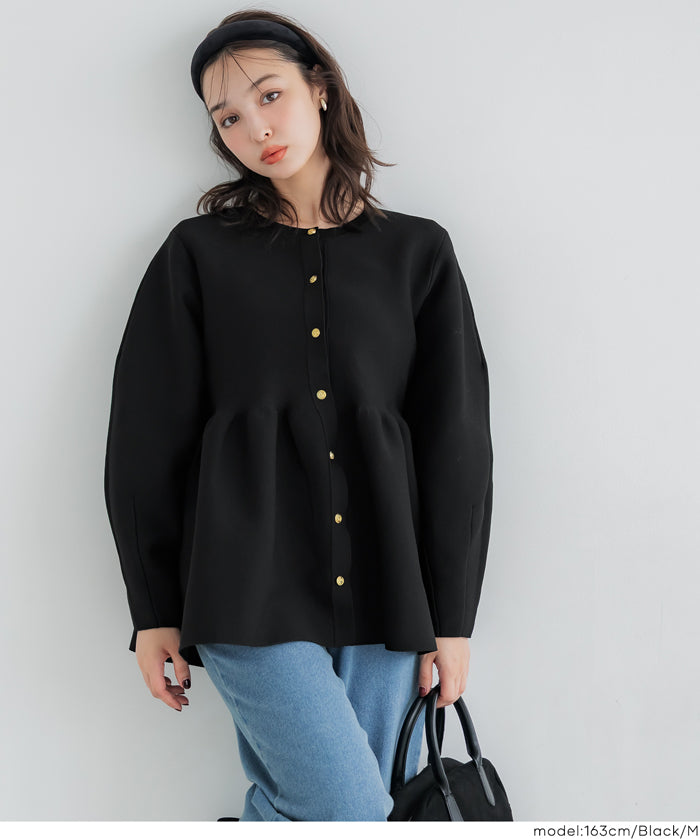 日系金釦娃娃針織長袖上衣