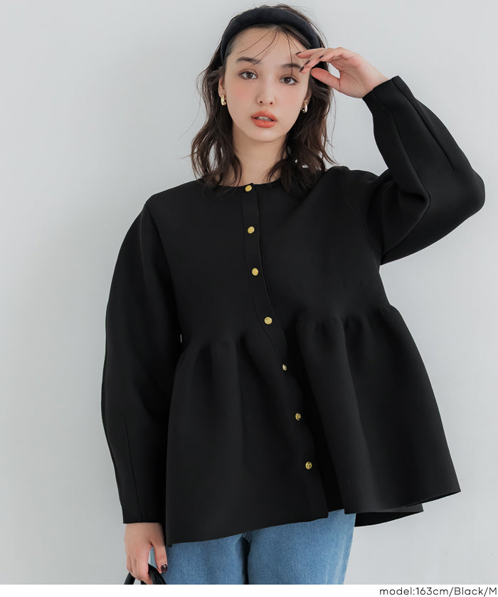 日系金釦娃娃針織長袖上衣