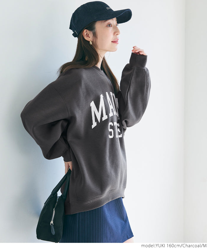 Brushed lining printed sweatshirt