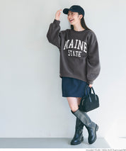 Brushed lining printed sweatshirt