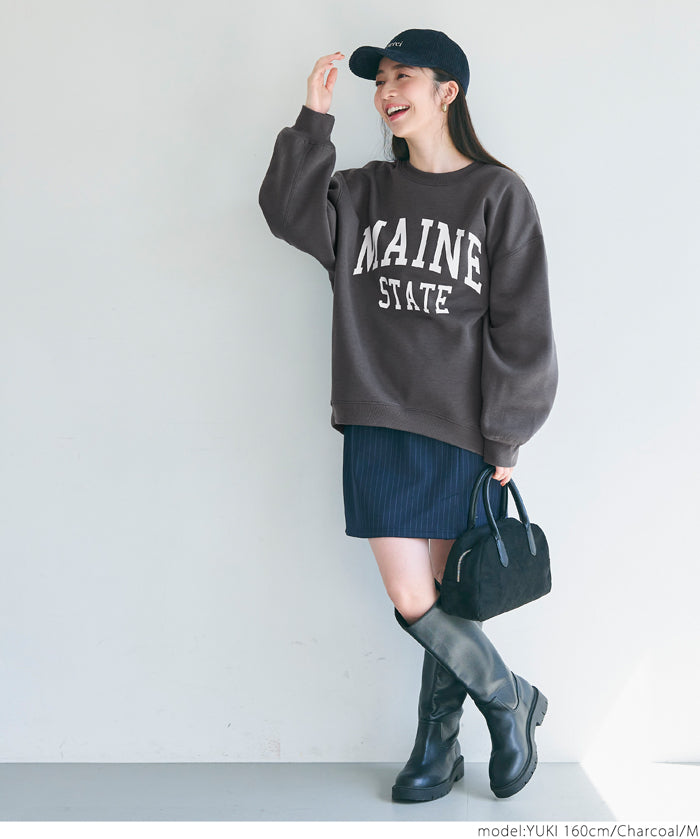 Brushed lining printed sweatshirt