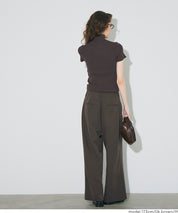 High-neck short-sleeved fitted stretch-knit top