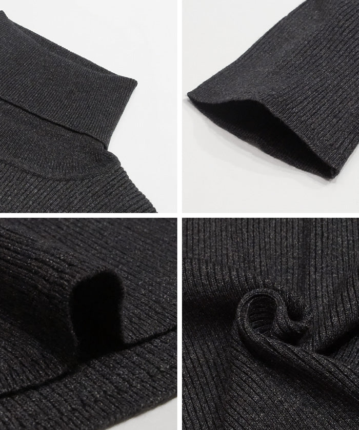 High-neck short-sleeved fitted stretch-knit top