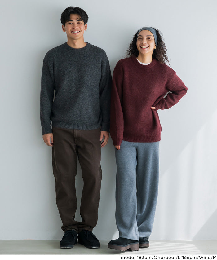 男裝純色絨感圓領長袖毛衣 男女通用