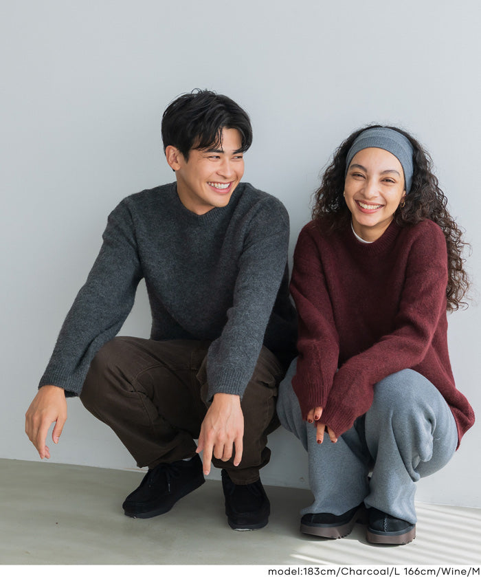 男裝純色絨感圓領長袖毛衣 男女通用