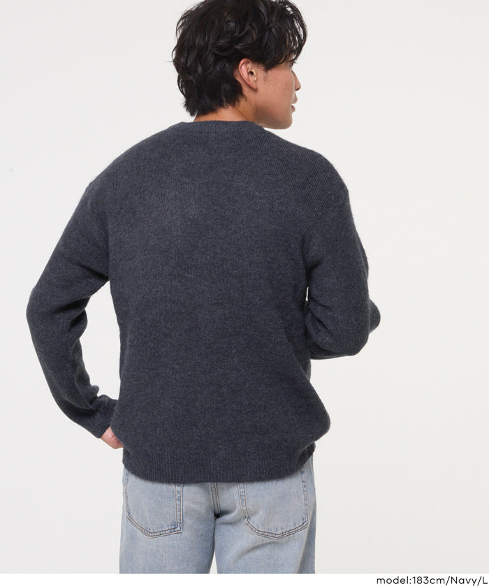 男裝純色絨感圓領長袖毛衣 男女通用