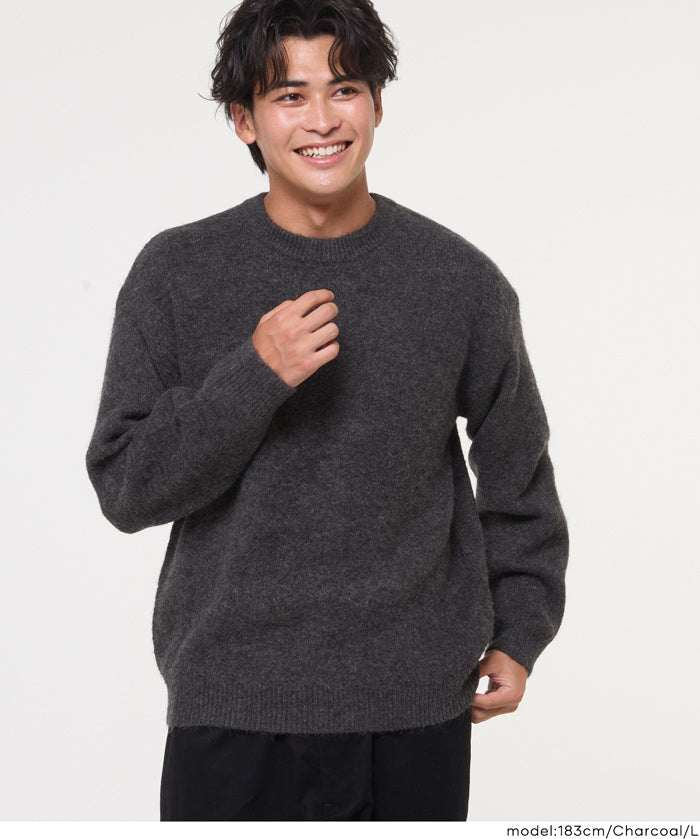 男裝純色絨感圓領長袖毛衣 男女通用