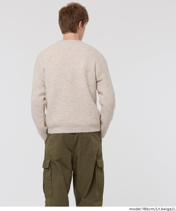 男裝純色絨感圓領長袖毛衣 男女通用