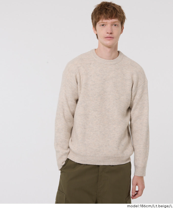 男裝純色絨感圓領長袖毛衣 男女通用