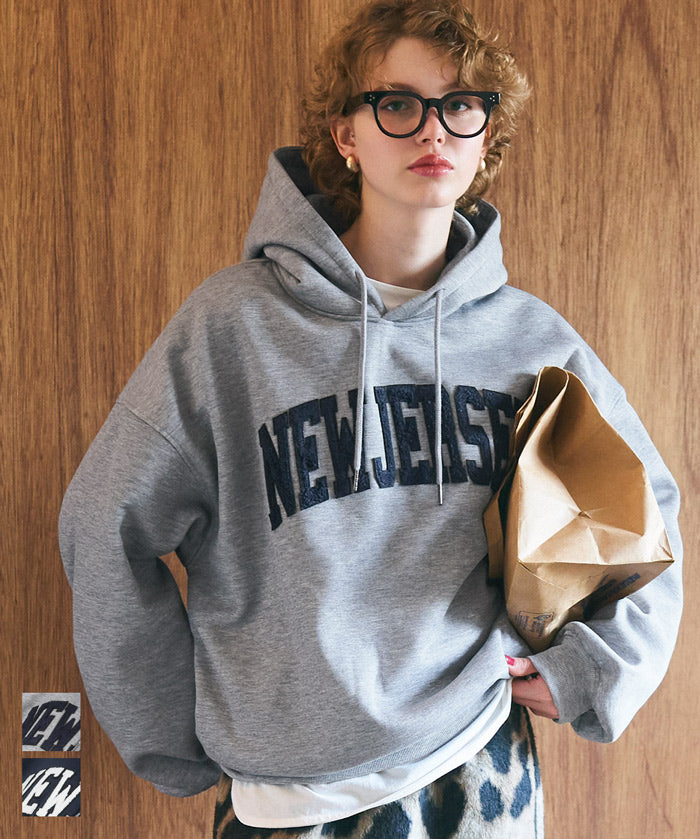 Sagara embroidery brushed lining hoodie