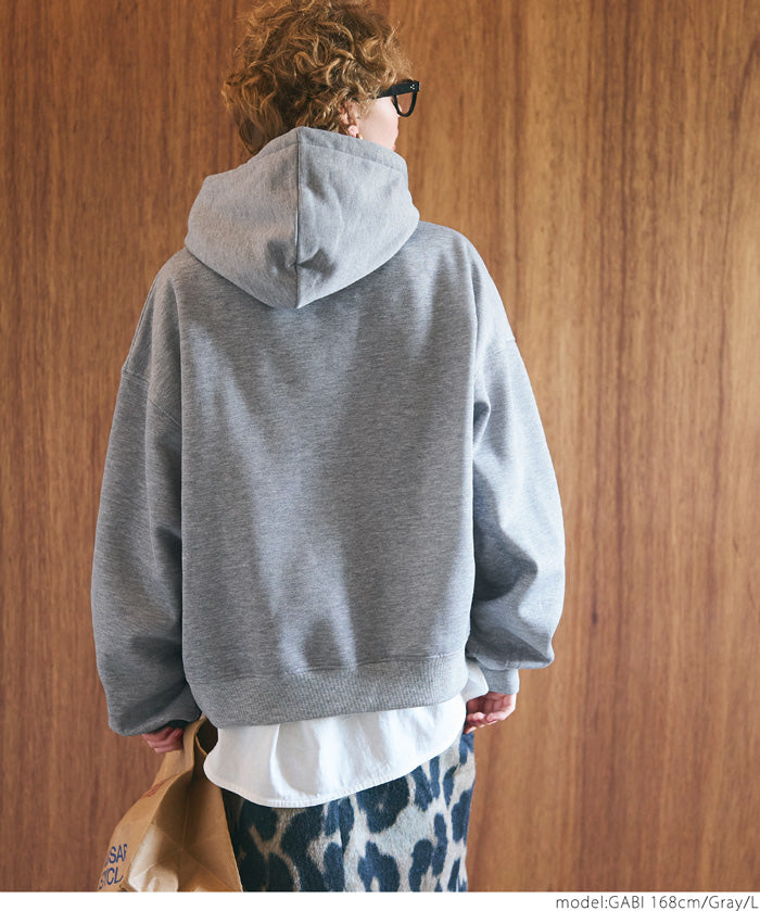 Sagara embroidery brushed lining hoodie
