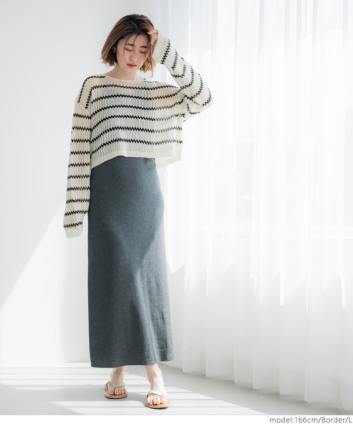 Wear a round neck long-sleeved short-sleeved hole shirt