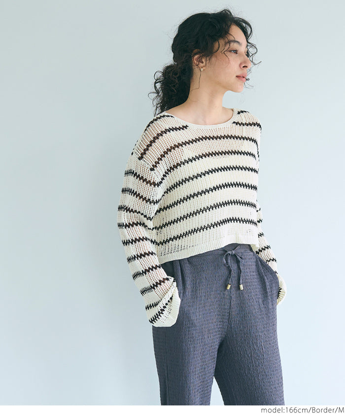 Wear a round neck long-sleeved short-sleeved hole shirt