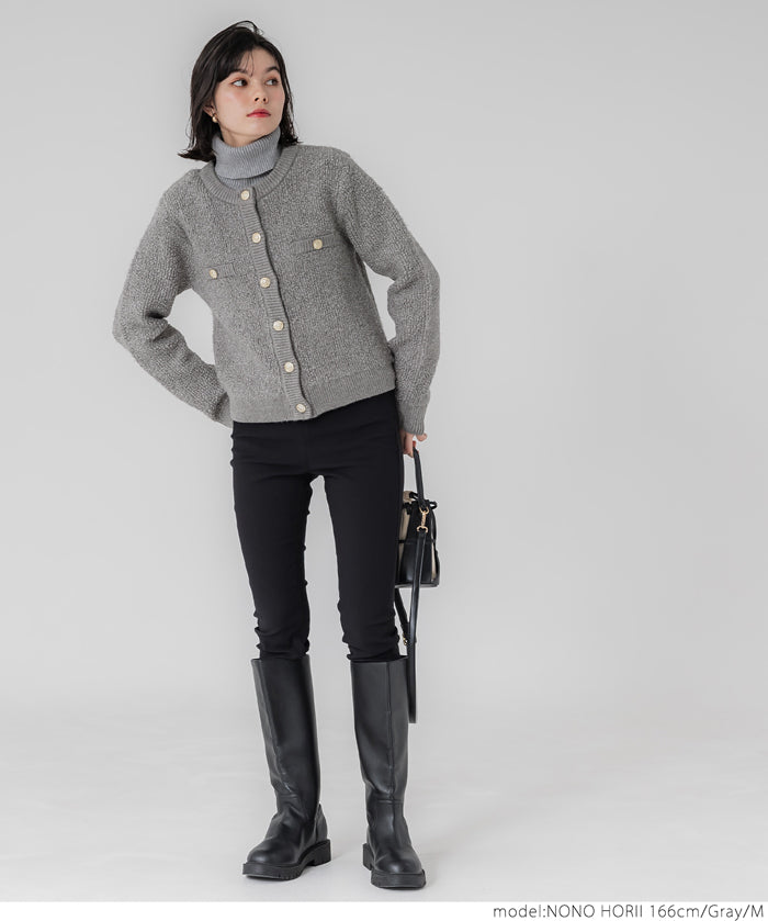 Gold button loop knit cardigan