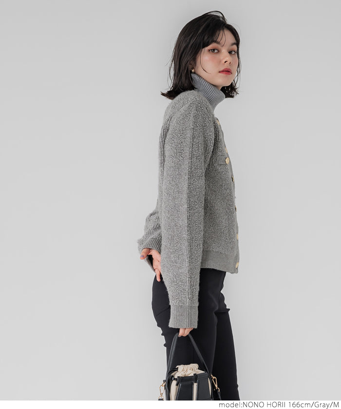 Gold button loop knit cardigan