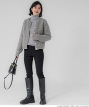 Gold button loop knit cardigan