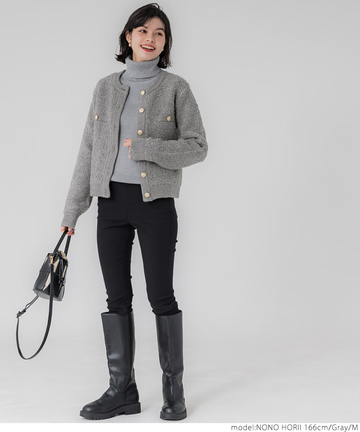 Gold button loop knit cardigan