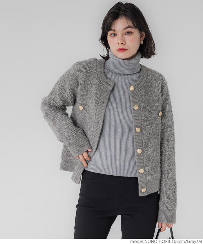 Gold button loop knit cardigan