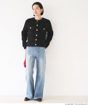 Gold button loop knit cardigan