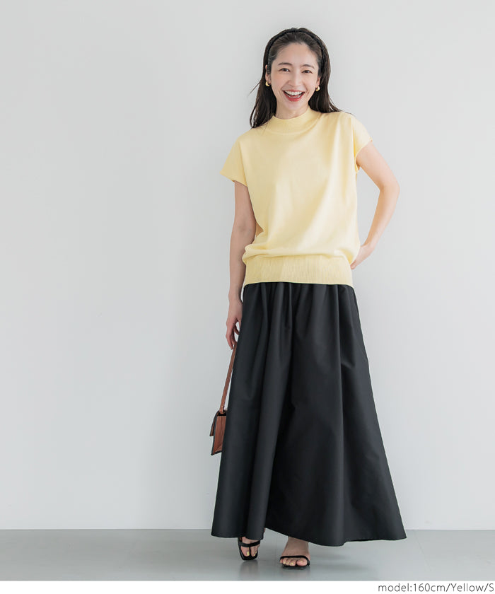 French Sleeves Turtleneck Light Knit Top