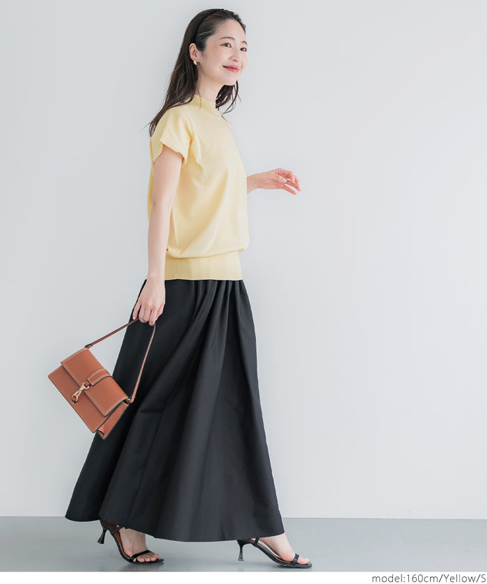 French Sleeves Turtleneck Light Knit Top