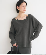 V-neck knit & camisole dress set