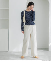 Thin pleated long sleeve round neck willow top