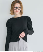 Thin pleated long sleeve round neck willow top