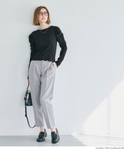 Thin pleated long sleeve round neck willow top