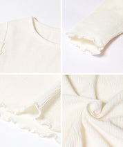 Thin pleated long sleeve round neck willow top