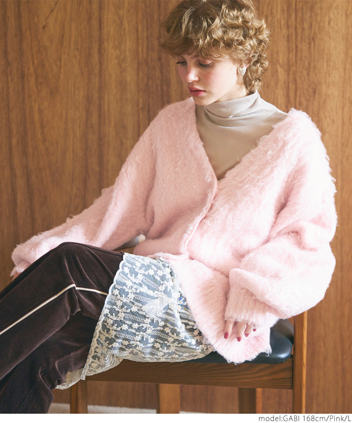 Mohair-style knit cardigan