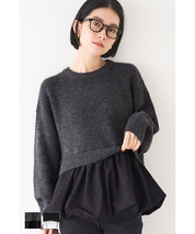 Balloon hem docking knit top