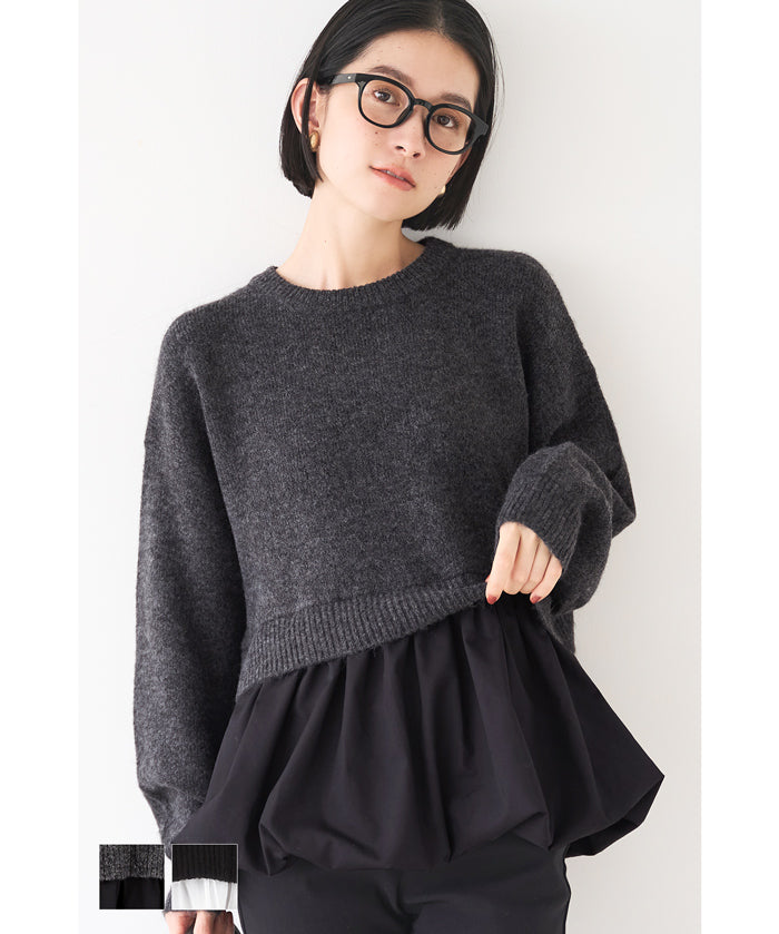 Balloon hem docking knit top