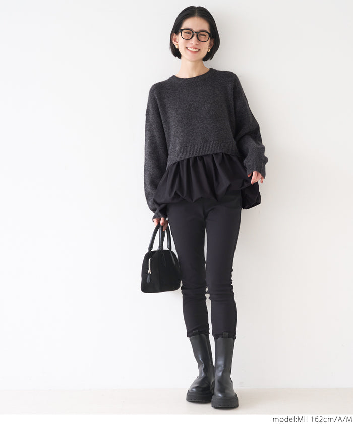 Balloon hem docking knit top