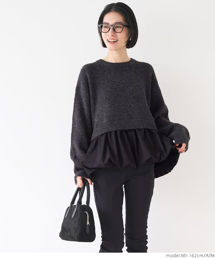 Balloon hem docking knit top