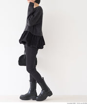 Balloon hem docking knit top