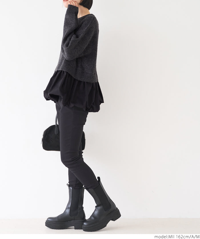 Balloon hem docking knit top