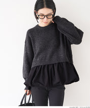 Balloon hem docking knit top
