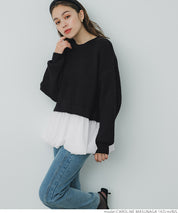 Balloon hem docking knit top