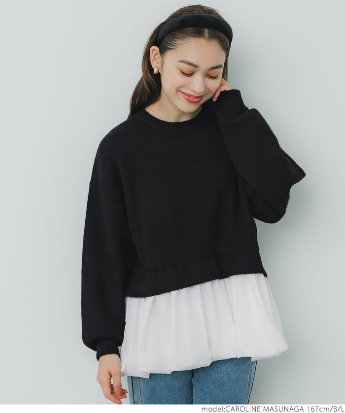 Balloon hem docking knit top