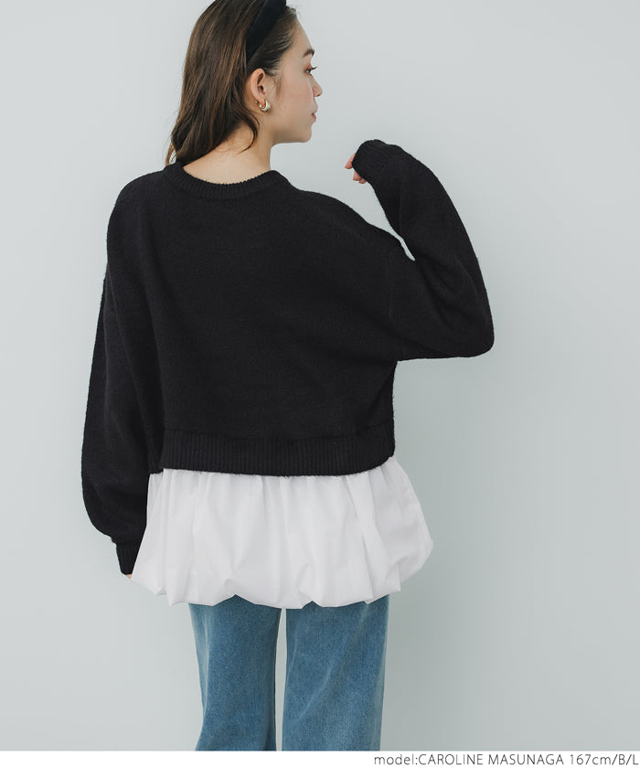 Balloon hem docking knit top