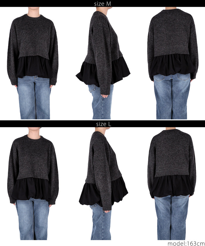 Balloon hem docking knit top