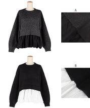 Balloon hem docking knit top
