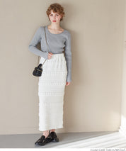 Puffy jacquard I-line skirt