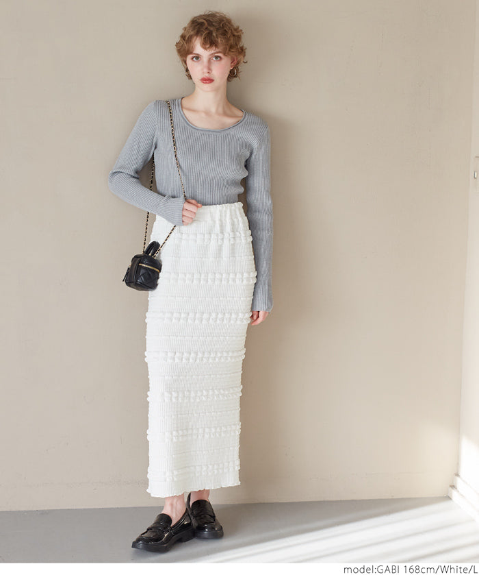 Puffy jacquard I-line skirt