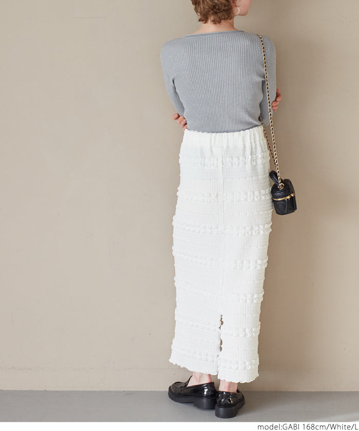 Puffy jacquard I-line skirt