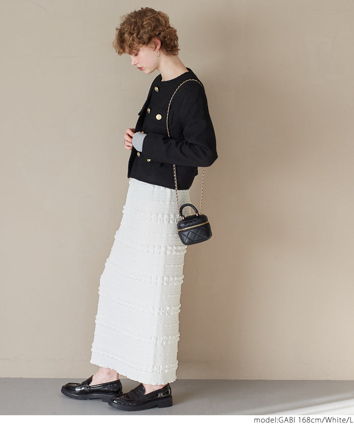 Puffy jacquard I-line skirt