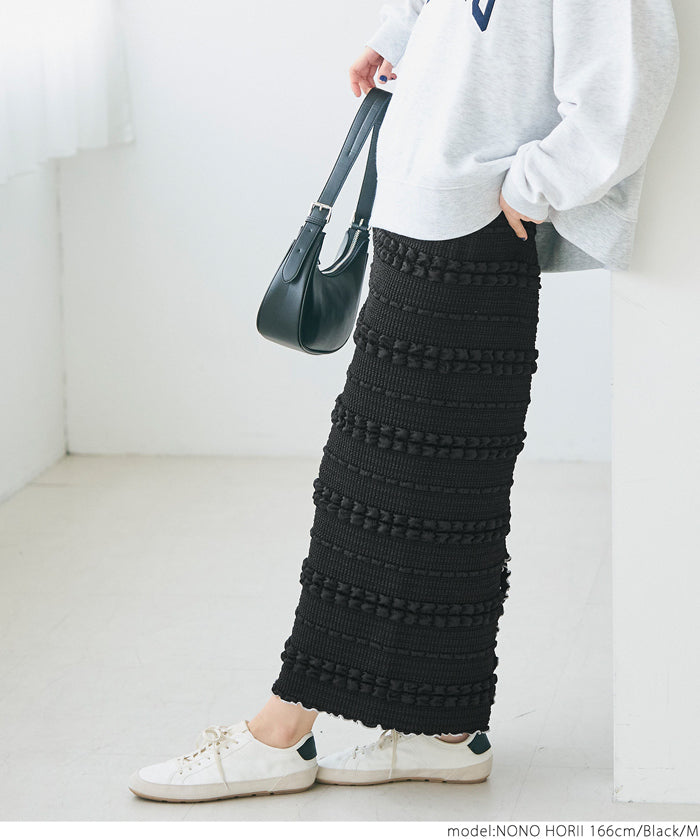 Puffy jacquard I-line skirt