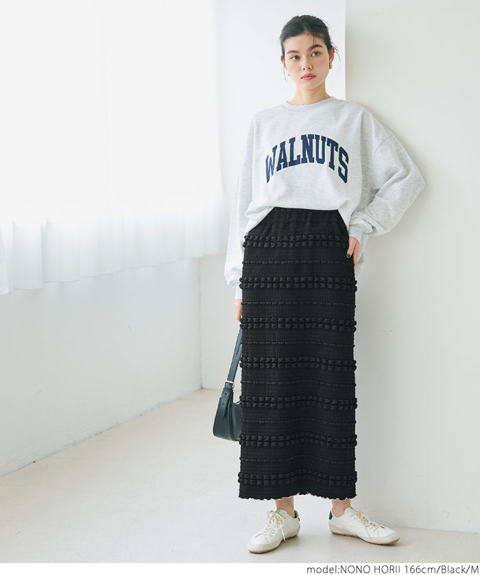 Puffy jacquard I-line skirt