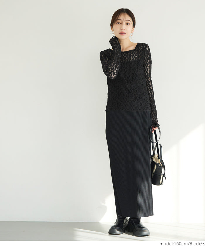 Japanese style lace see-through inner top